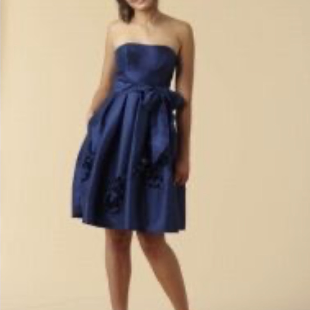 Straps and Strapless Navy Blue Embellished Dress